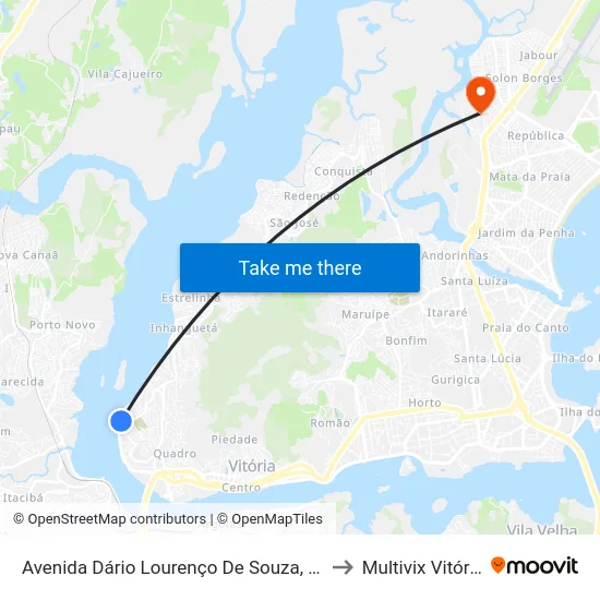 Avenida Dário Lourenço De Souza, 72 to Multivix Vitória map
