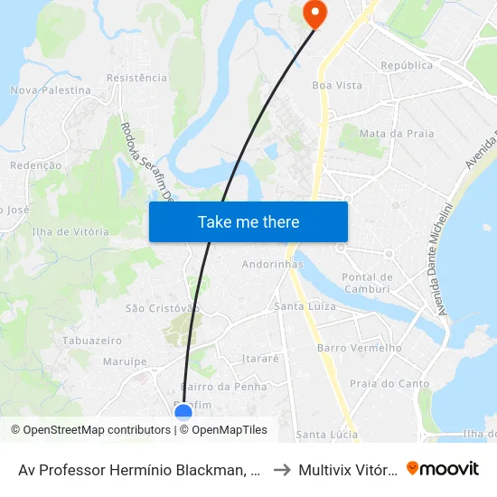 Av Professor Hermínio Blackman, 65 to Multivix Vitória map