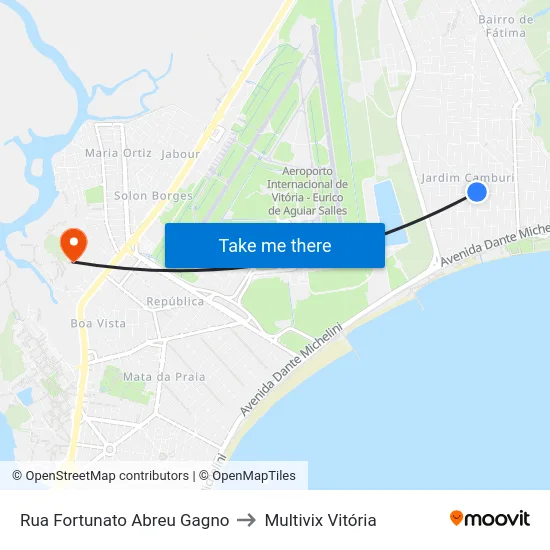 Rua Fortunato Abreu Gagno to Multivix Vitória map