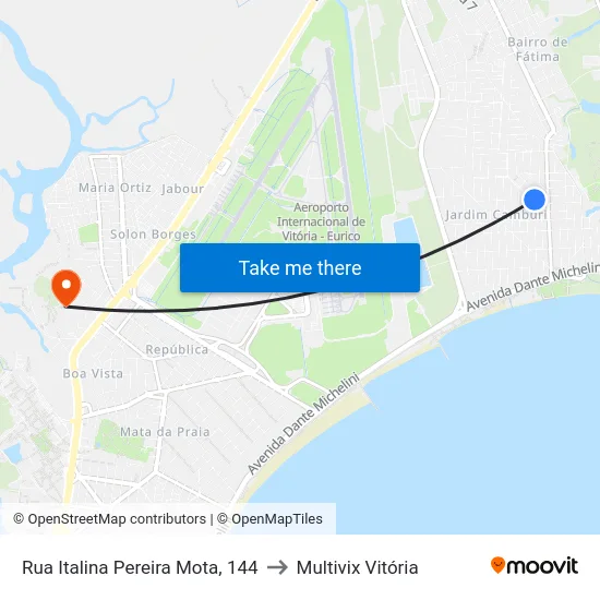 Rua Italina Pereira Mota, 144 to Multivix Vitória map
