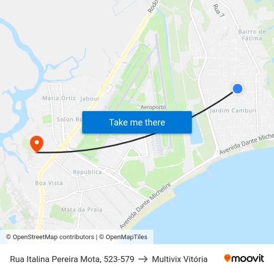 Rua Italina Pereira Mota, 523-579 to Multivix Vitória map