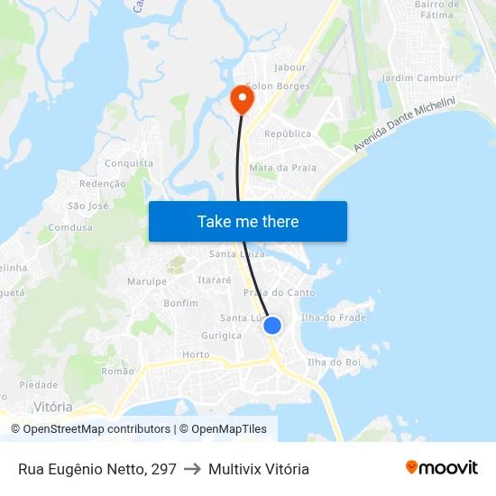 Rua Eugênio Netto, 297 to Multivix Vitória map