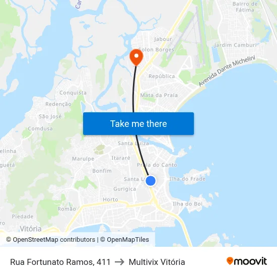 Rua Fortunato Ramos, 411 to Multivix Vitória map