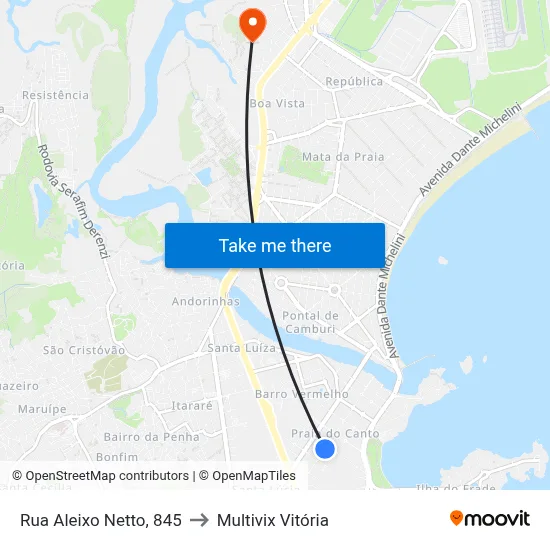 Rua Aleixo Netto, 845 to Multivix Vitória map