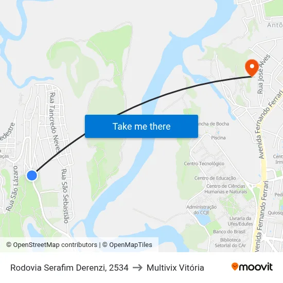 Rodovia Serafim Derenzi, 2534 to Multivix Vitória map