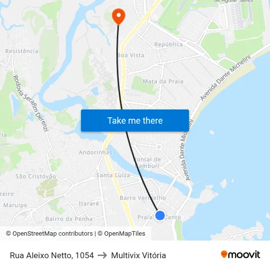 Rua Aleixo Netto, 1054 to Multivix Vitória map