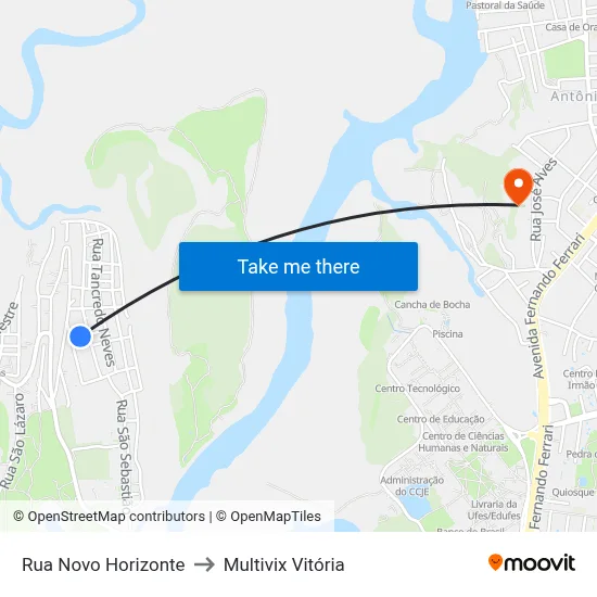 Rua Novo Horizonte to Multivix Vitória map