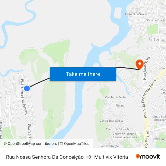 Rua Nossa Senhora Da Conceição to Multivix Vitória map