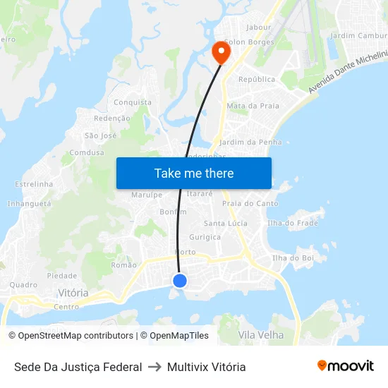 Sede Da Justiça Federal to Multivix Vitória map