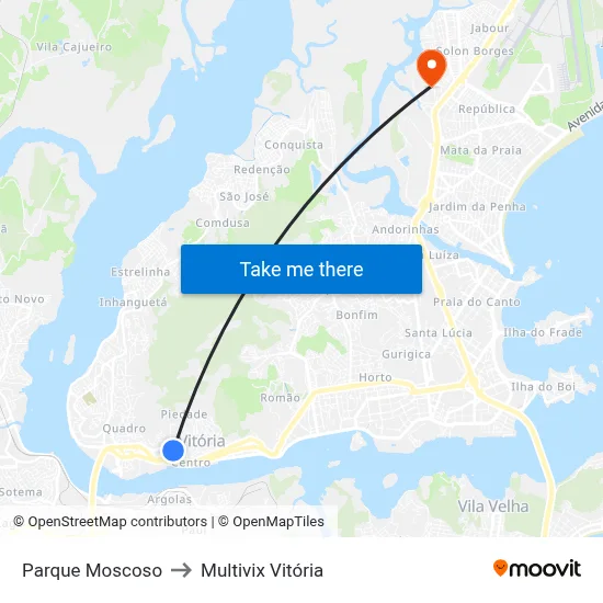 Parque Moscoso to Multivix Vitória map