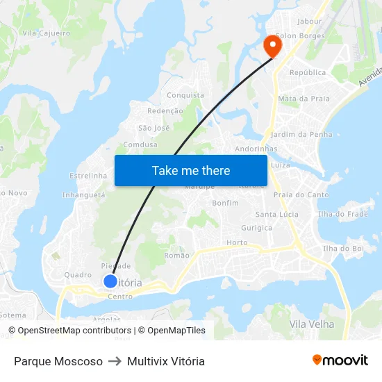Parque Moscoso to Multivix Vitória map