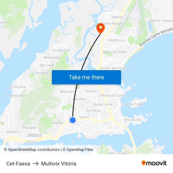 Cet-Faesa to Multivix Vitória map