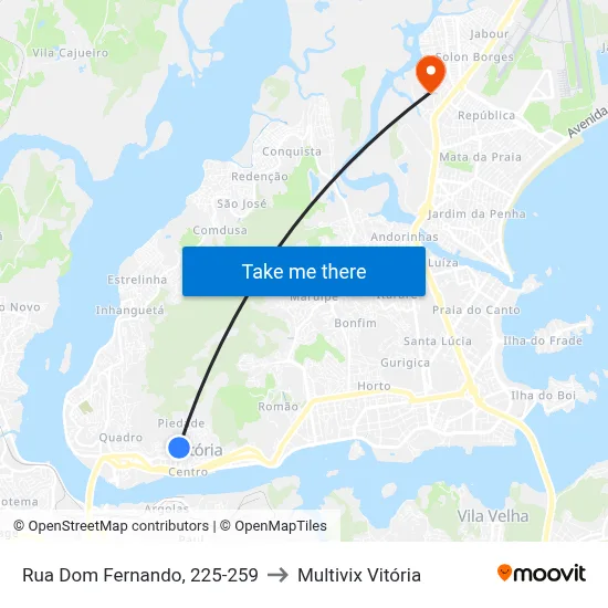 Rua Dom Fernando, 225-259 to Multivix Vitória map