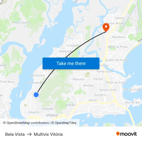 Bela Vista to Multivix Vitória map