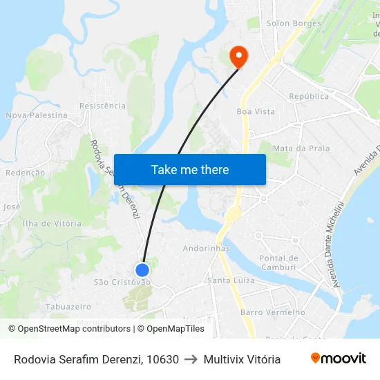 Rodovia Serafim Derenzi, 10630 to Multivix Vitória map