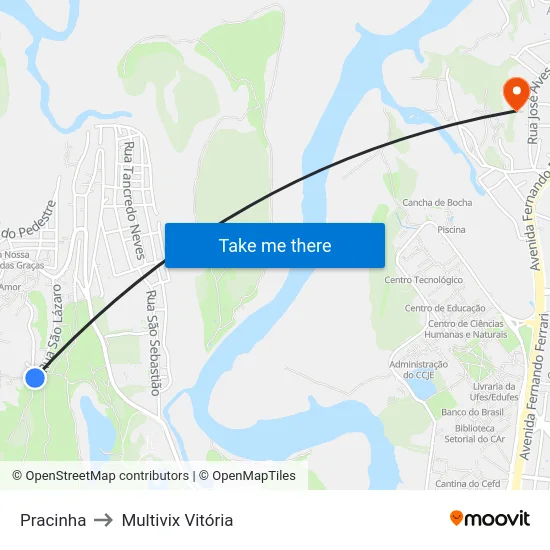 Pracinha to Multivix Vitória map