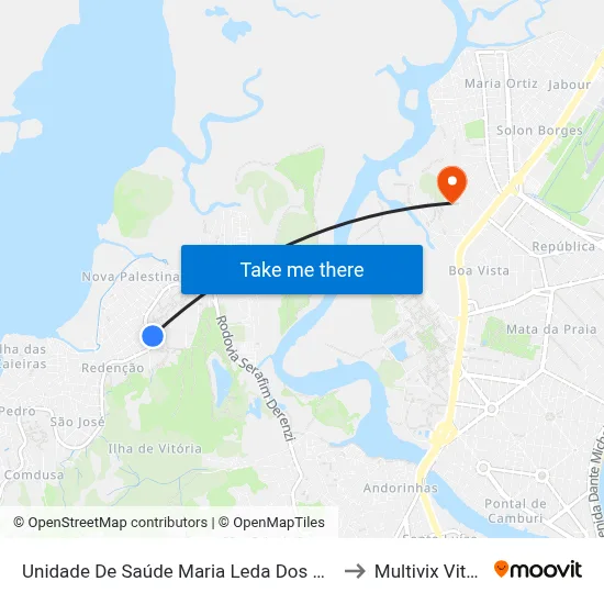 Unidade De Saúde Maria Leda Dos Santos to Multivix Vitória map