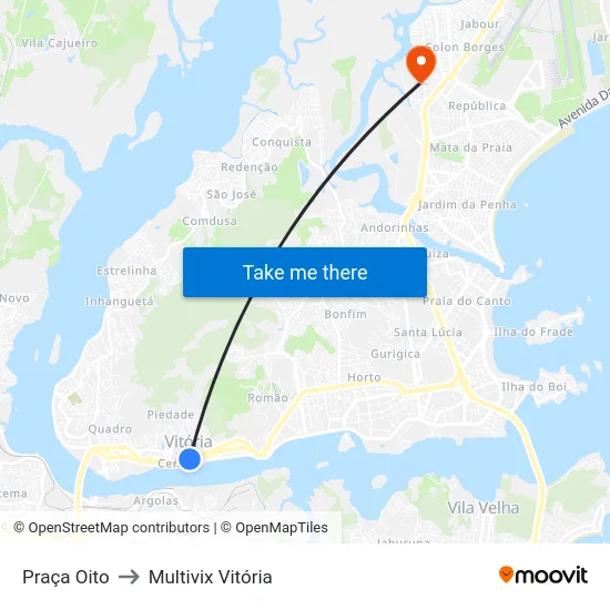 Praça Oito to Multivix Vitória map