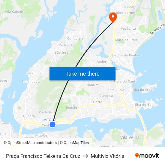 Praça Francisco Teixeira Da Cruz to Multivix Vitória map