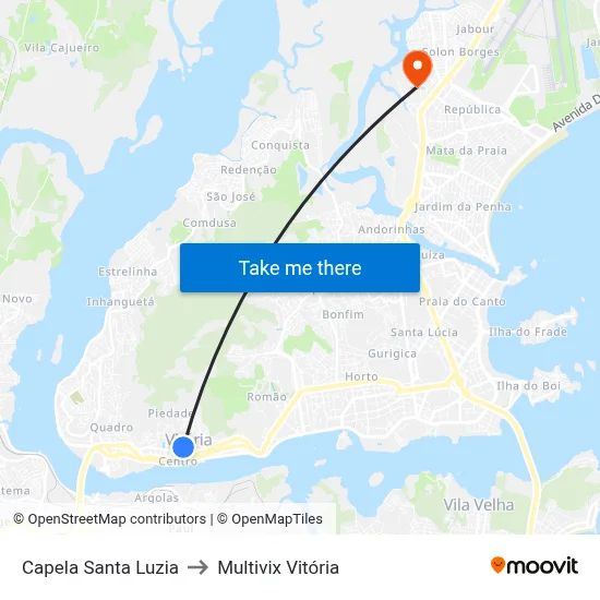 Capela Santa Luzia to Multivix Vitória map