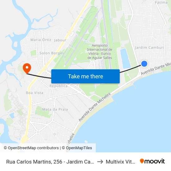Rua Carlos Martins, 256 - Jardim Camburi to Multivix Vitória map