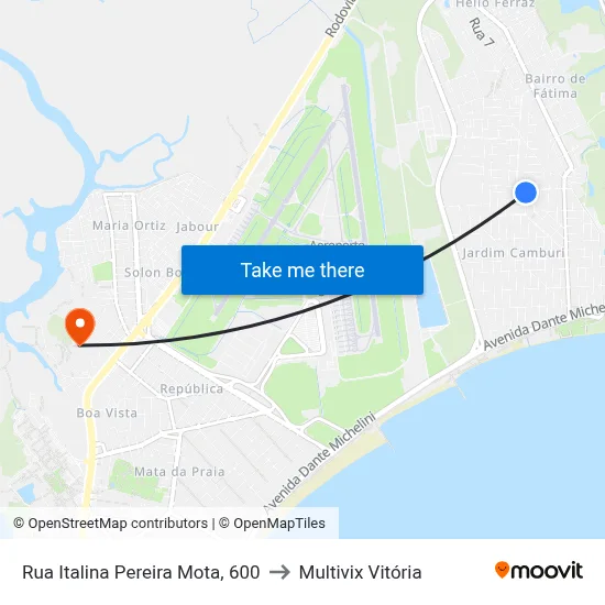 Rua Italina Pereira Mota, 600 to Multivix Vitória map