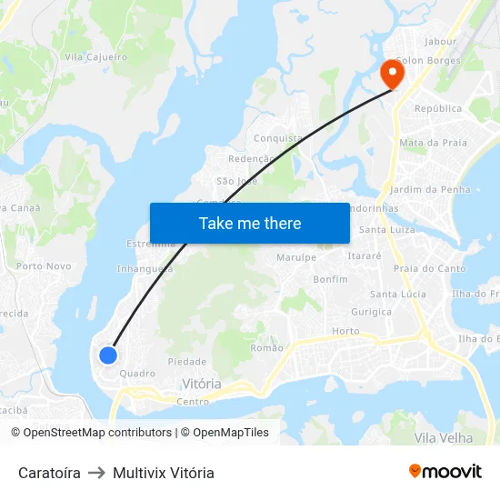 Caratoíra to Multivix Vitória map