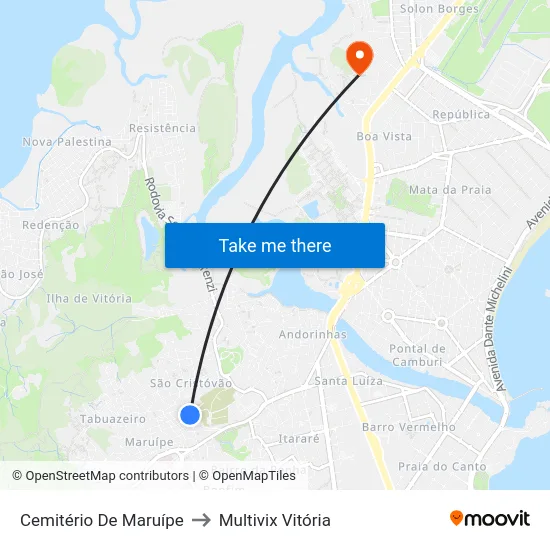 Cemitério De Maruípe to Multivix Vitória map