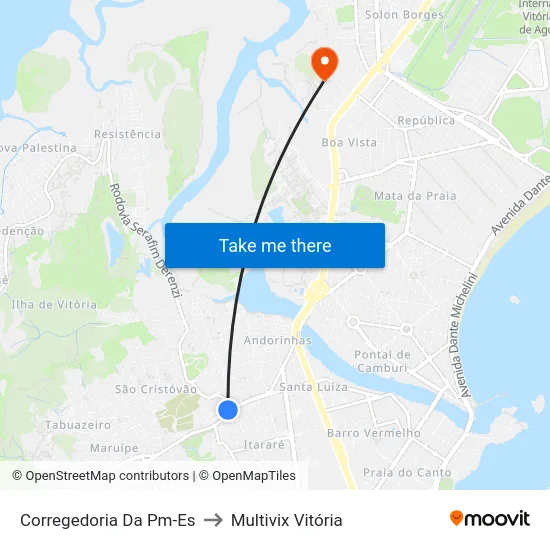 Corregedoria Da Pm-Es to Multivix Vitória map
