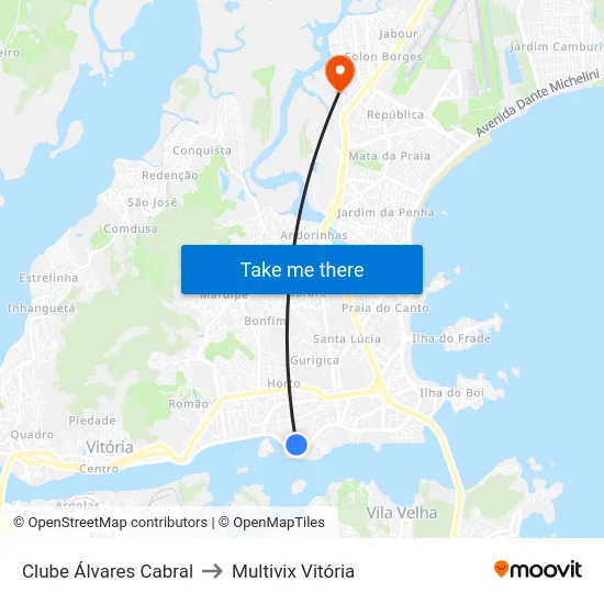 Clube Álvares Cabral to Multivix Vitória map