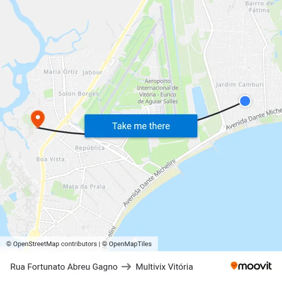 Rua Fortunato Abreu Gagno to Multivix Vitória map