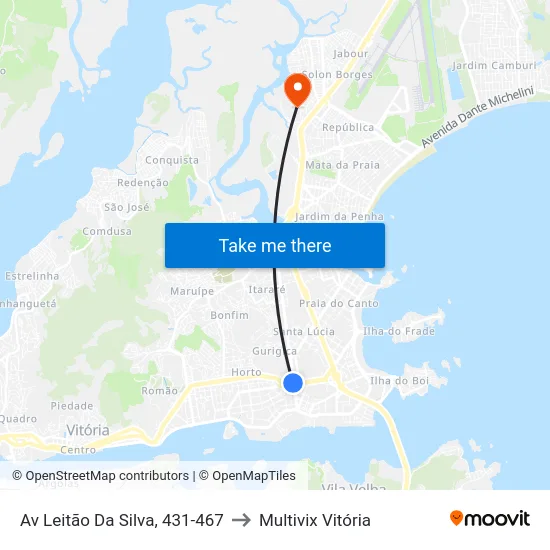 Av Leitão Da Silva, 431-467 to Multivix Vitória map