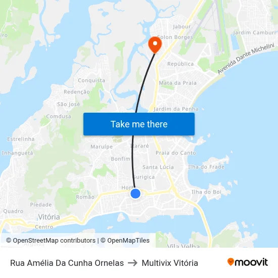 Rua Amélia Da Cunha Ornelas to Multivix Vitória map