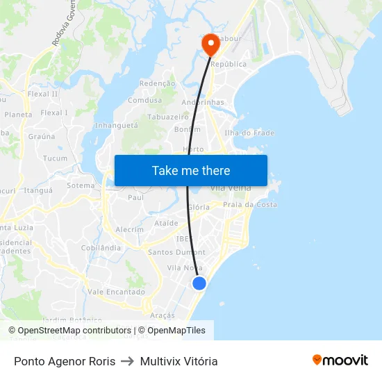 Ponto Agenor Roris to Multivix Vitória map