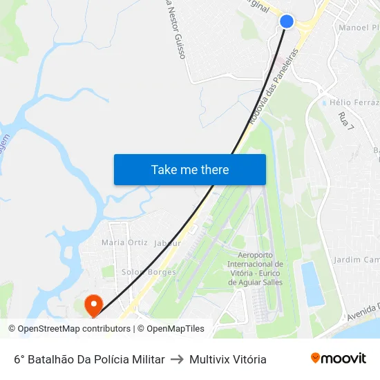 6° Batalhão Da Polícia Militar to Multivix Vitória map