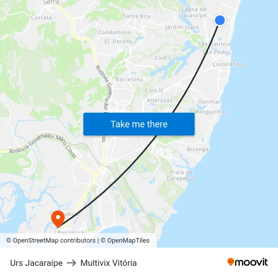 Urs Jacaraípe to Multivix Vitória map