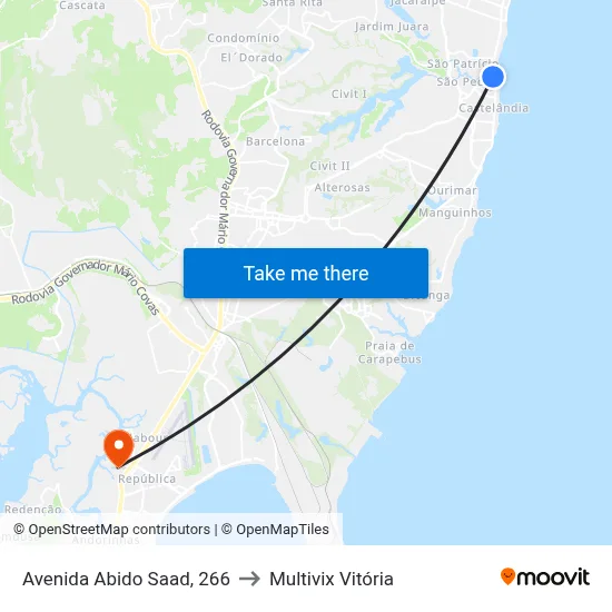 Avenida Abido Saad, 266 to Multivix Vitória map