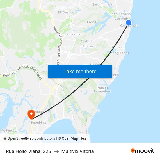 Rua Hélio Viana, 225 to Multivix Vitória map