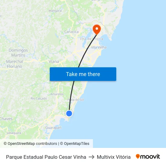 Parque Estadual Paulo Cesar Vinha to Multivix Vitória map