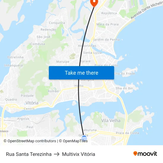 Rua Santa Terezinha to Multivix Vitória map