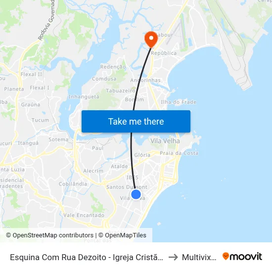 Esquina Com Rua Dezoito - Igreja Cristã Maranata / Santa Gula to Multivix Vitória map