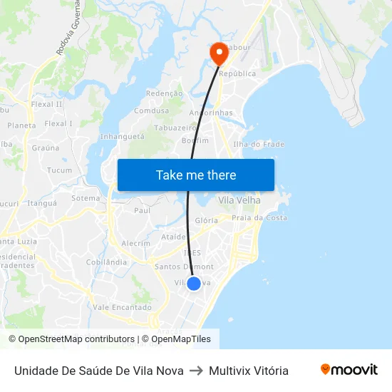 Unidade De Saúde De Vila Nova to Multivix Vitória map