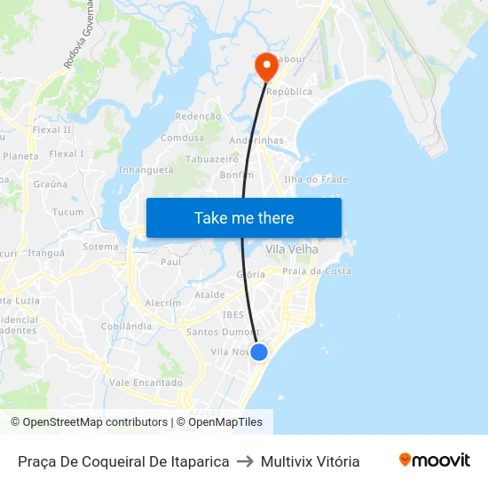 Praça De Coqueiral De Itaparica to Multivix Vitória map