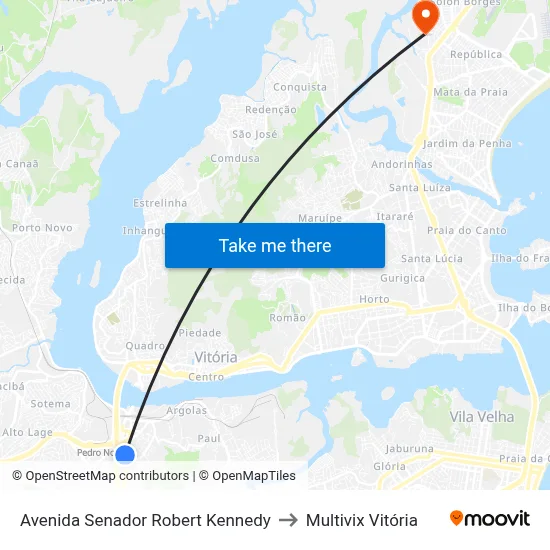 Avenida Senador Robert Kennedy to Multivix Vitória map