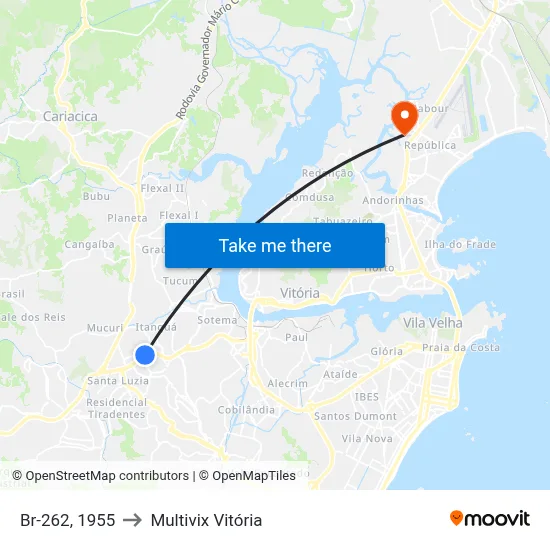 Br-262, 1955 to Multivix Vitória map