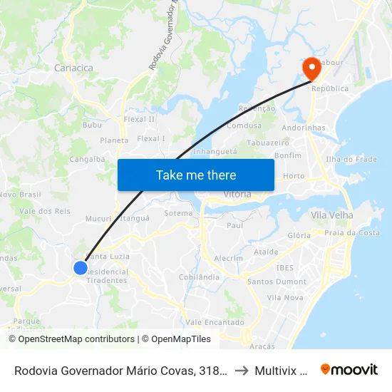 Rodovia Governador Mário Covas, 318 - Vila Bethania to Multivix Vitória map