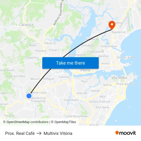Prox. Real Café to Multivix Vitória map