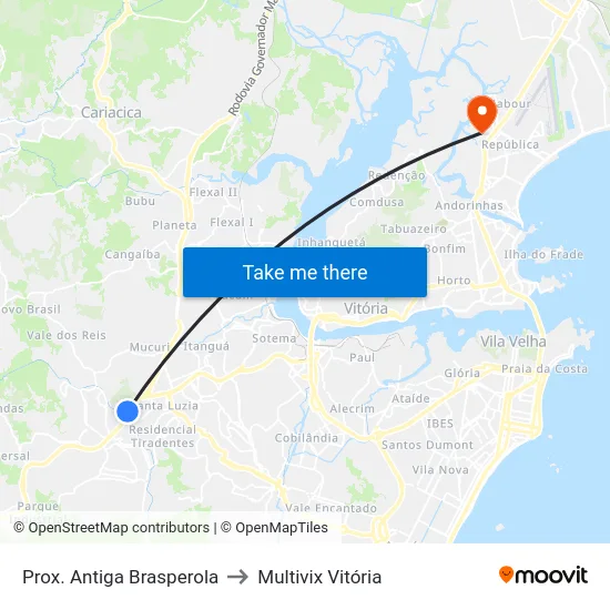 Prox. Antiga Brasperola to Multivix Vitória map