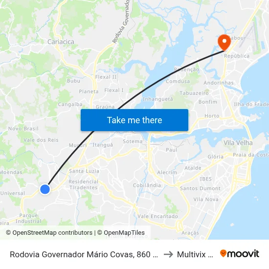 Rodovia Governador Mário Covas, 860 - Parque Industrial to Multivix Vitória map