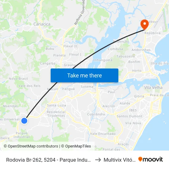 Rodovia Br-262, 5204 - Parque Industrial to Multivix Vitória map